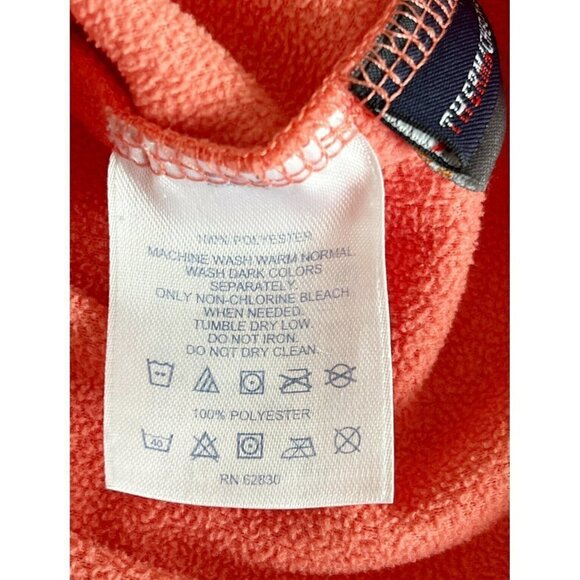 Lands End Women's Sz L Salmon Orange Full Zip Fleece Jacket w/ Zip Pockets - Picture 5 of 8